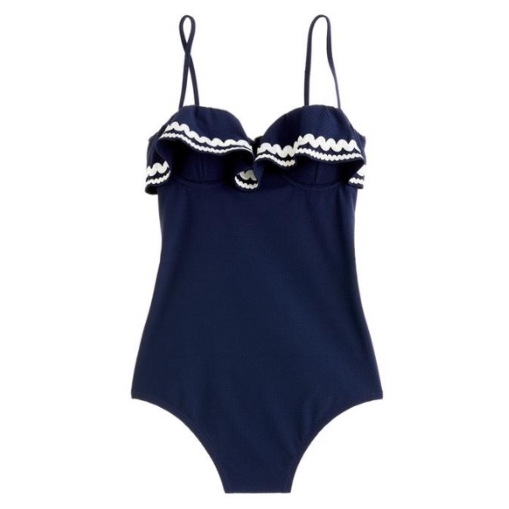 JCrew Ruffle Picque underwire one piece - size 0